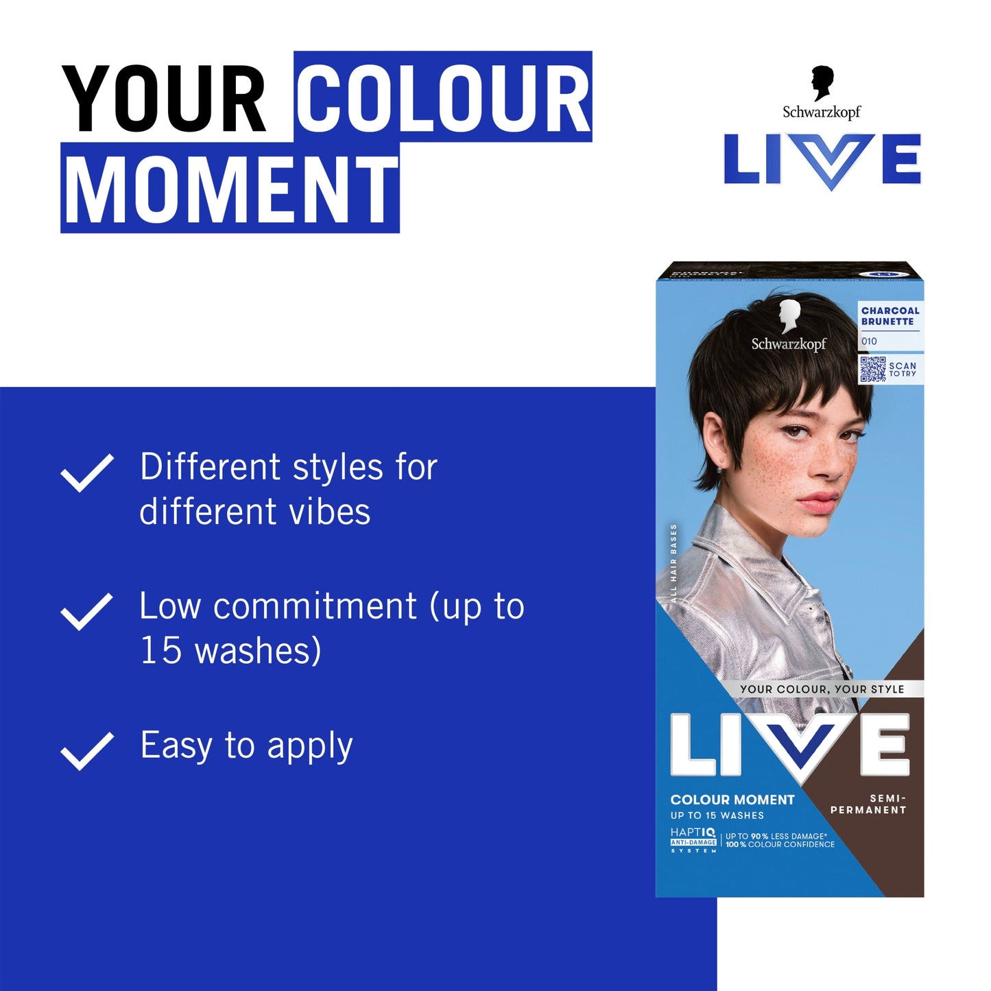 Schwarzkopf LIVE Colour Moment 010 Charcoal Brunette Semi-Permanent Hair Dye — image 3