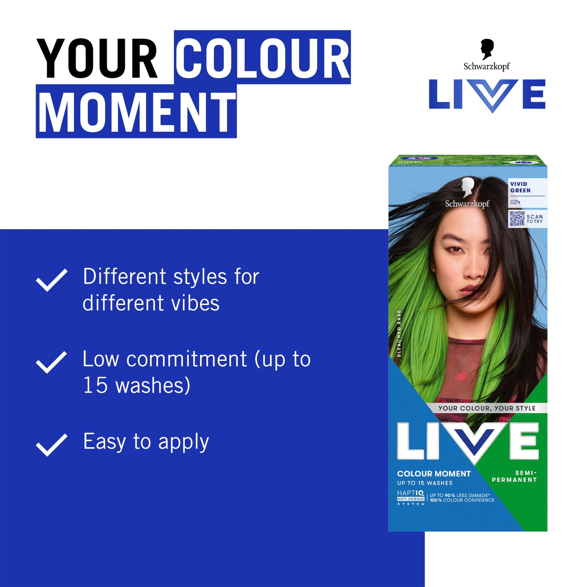 Schwarzkopf LIVE Colour Moment 024 Vivid Green Semi-Permanent Hair Dye — image 3