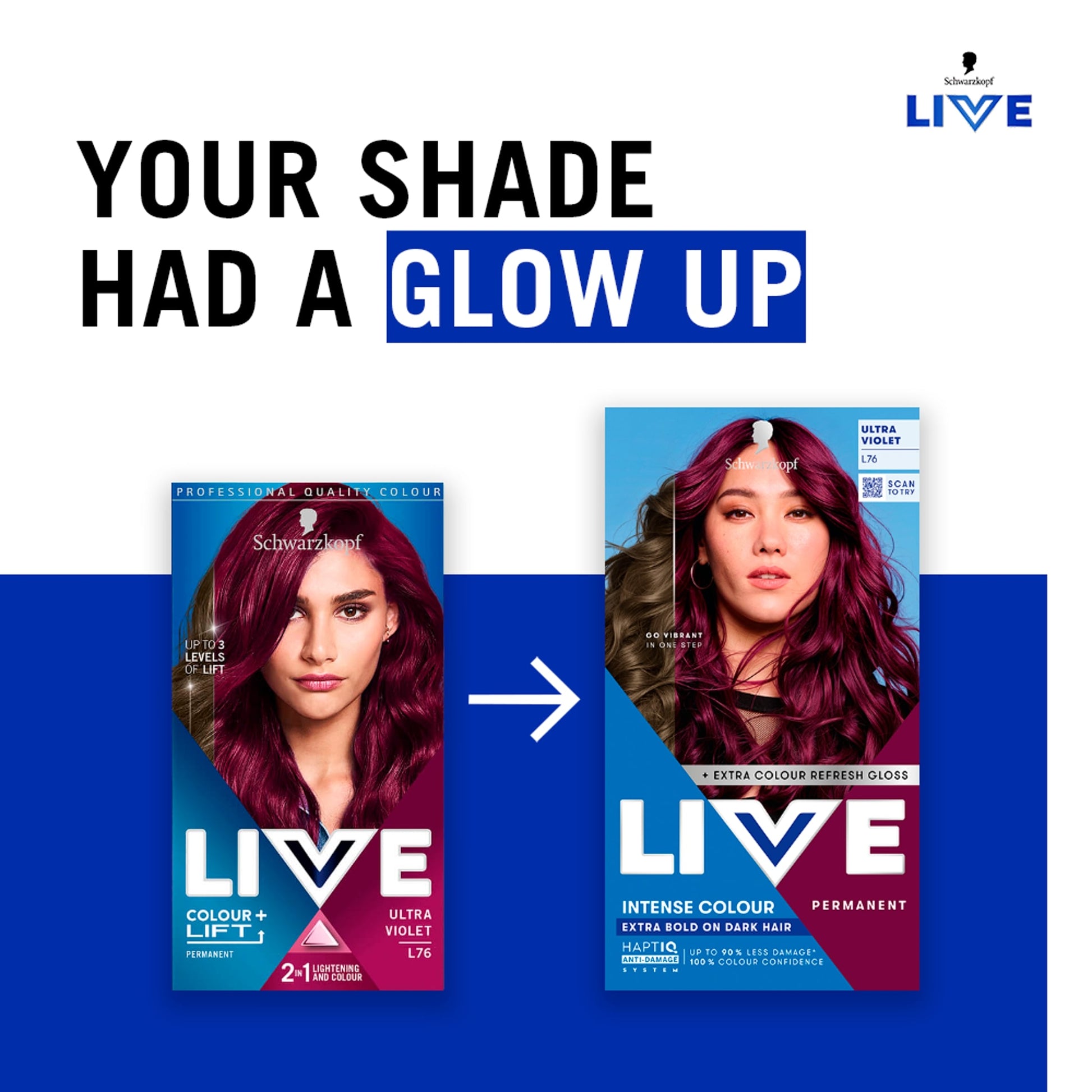 Schwarzkopf LIVE Intense Colour L76 Ultra Violet Permanent Hair Dye — image 2