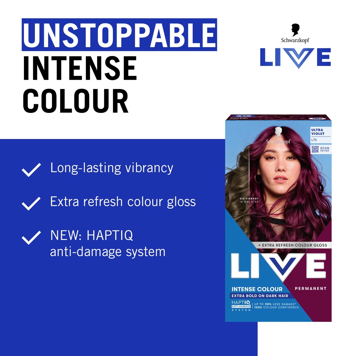 Schwarzkopf LIVE Intense Colour L76 Ultra Violet Permanent Hair Dye — image 3
