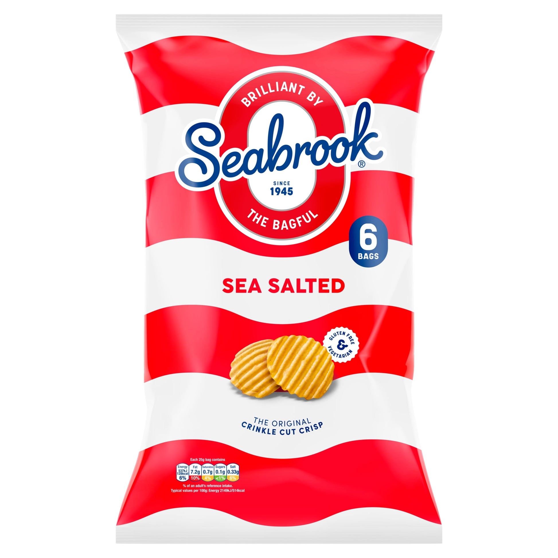 Seabrook Sea Salted Potato Crisps 6 X 25G — image 1