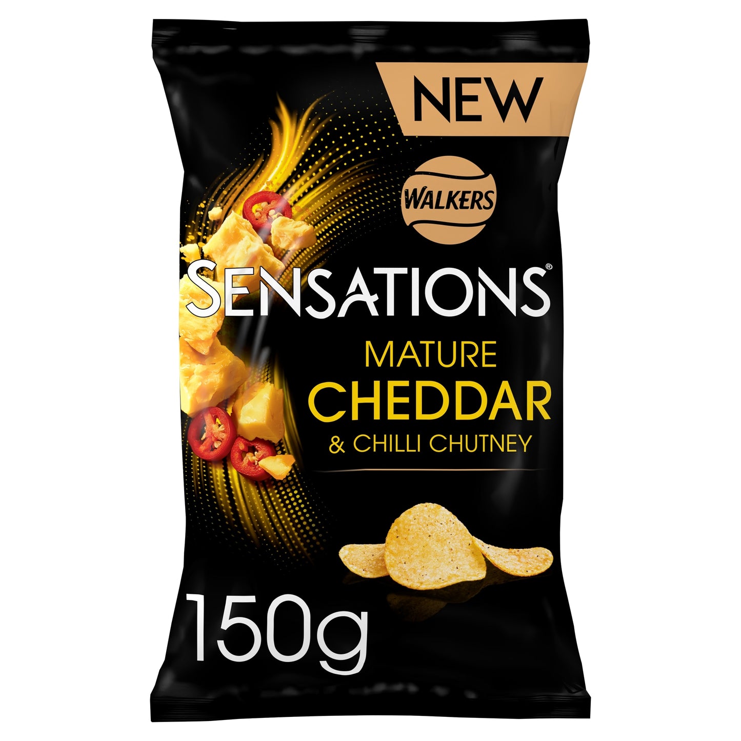 Sensations Mature Cheddar & Chilli Chutney Flavour Potato Crisps 150g — image 1