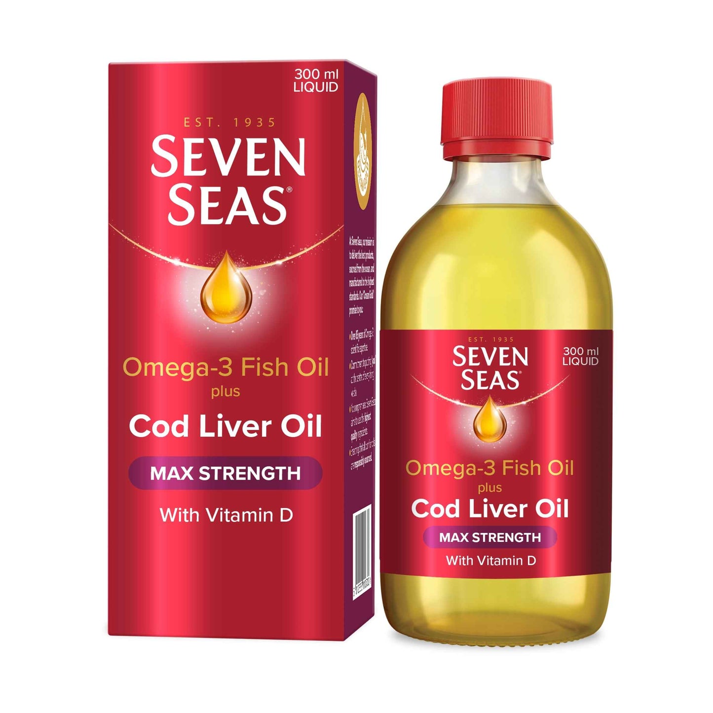 SEVEN SEAS Cod Liver Oil & Omega 3 Maximum Strength Liquid 300ml