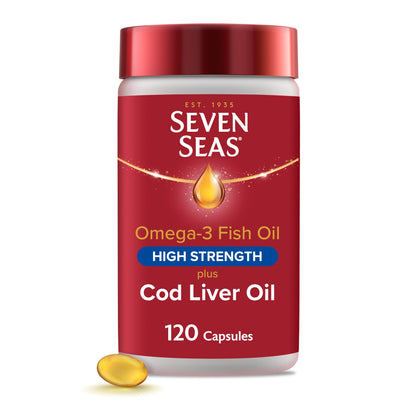 Seven Seas Omega-3 Fish Oil High Strength plus Code Liver Oil With Vitamin D 120 Capsules — image 1