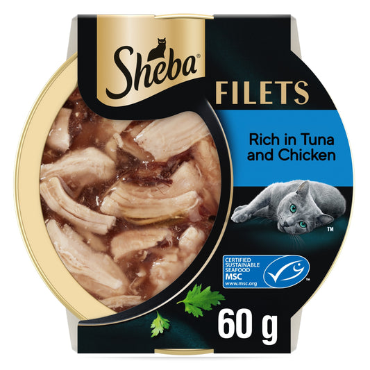 SHEBA Filets Adult Cat Food Tray with Chicken & Tuna in Gravy 60g — image 1