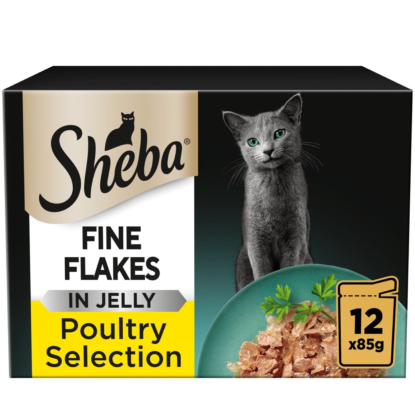 Sheba Fine Flakes Wet Cat Food Pouches Poultry in Jelly 12x85g — image 1