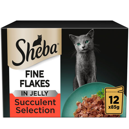 Sheba Fine Flakes Wet Cat Food Pouches Succulent Mix Jelly 12x85g — image 1