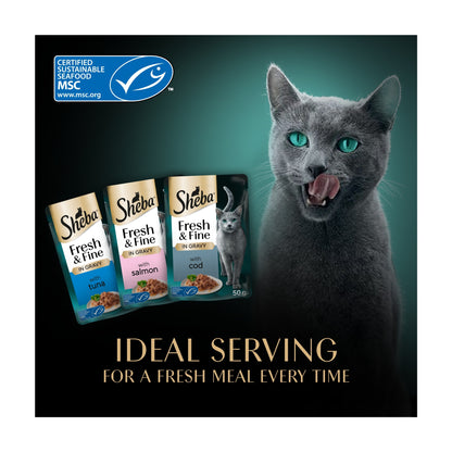 SHEBA Fresh & Fine Wet Cat Food Pouches Fish collection in Gravy 50x50g — image 4