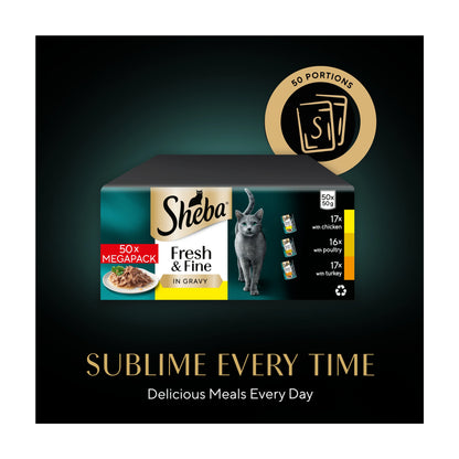 SHEBA Fresh & Fine Wet Cat Food Pouches Poultry in Gravy 50 x 50g — image 3