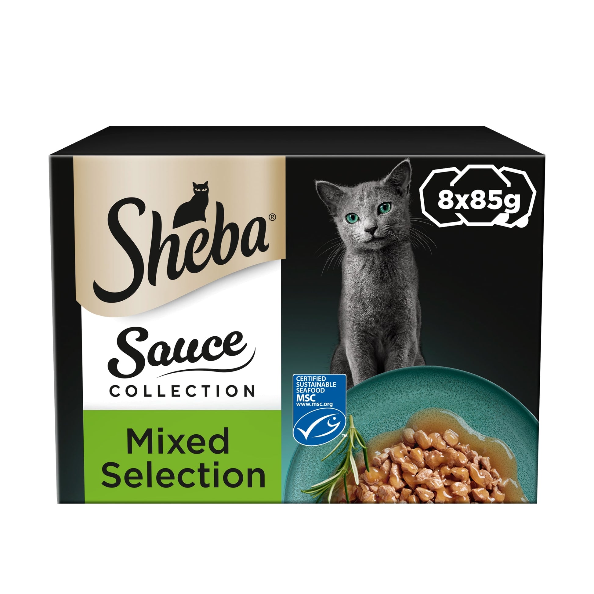 Sheba Sauce Lover Wet Cat Food Trays Mixed in Gravy 8x85g — image 1