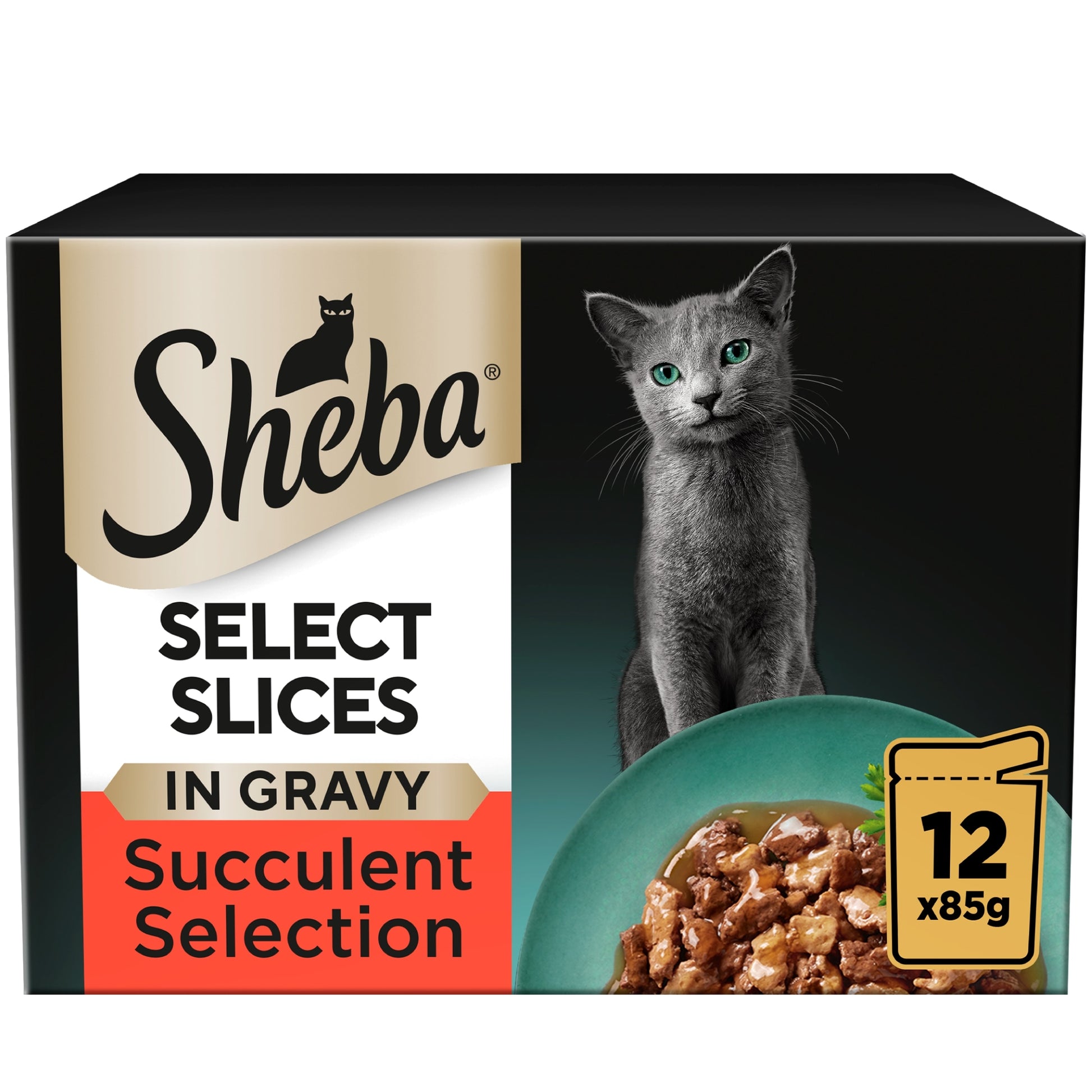Sheba Select Slices Wet Cat Food Pouches Succulent Mix Gravy 12x85g — image 1
