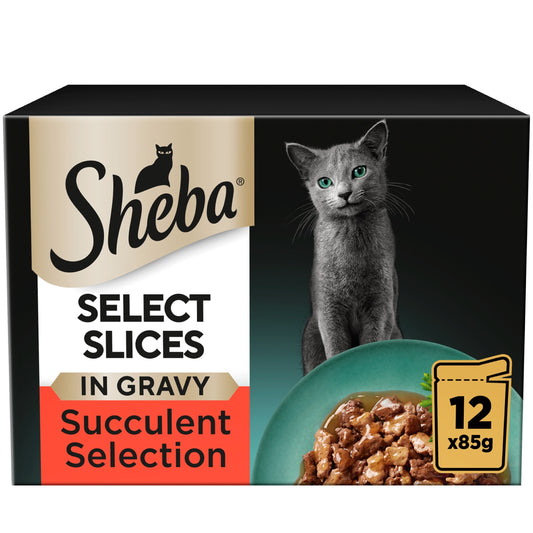 Sheba Select Slices Wet Cat Food Pouches Succulent Mix Gravy 12x85g — image 1