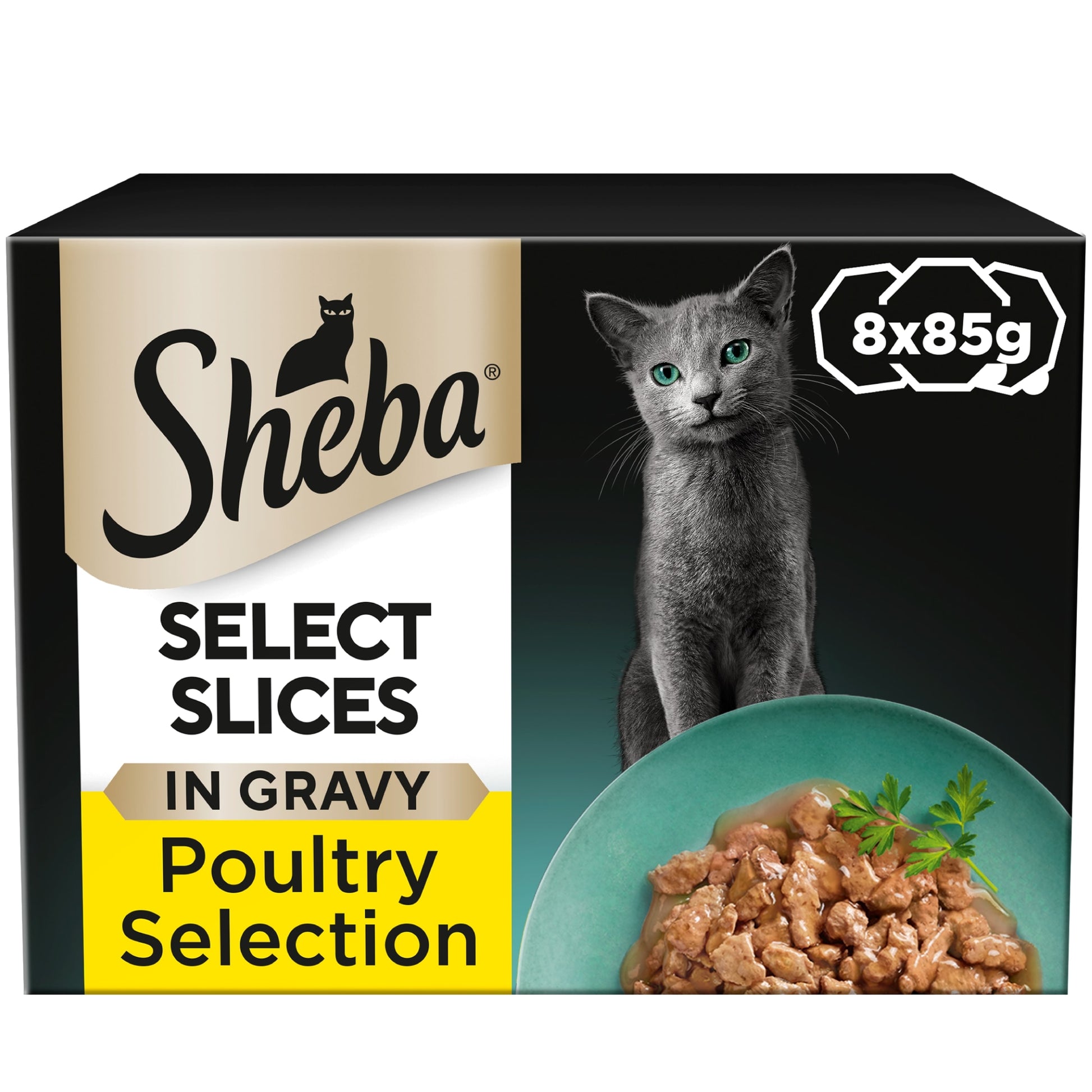 Sheba Select Slices Wet Cat Food Trays Poultry in Gravy 8x85g — image 1