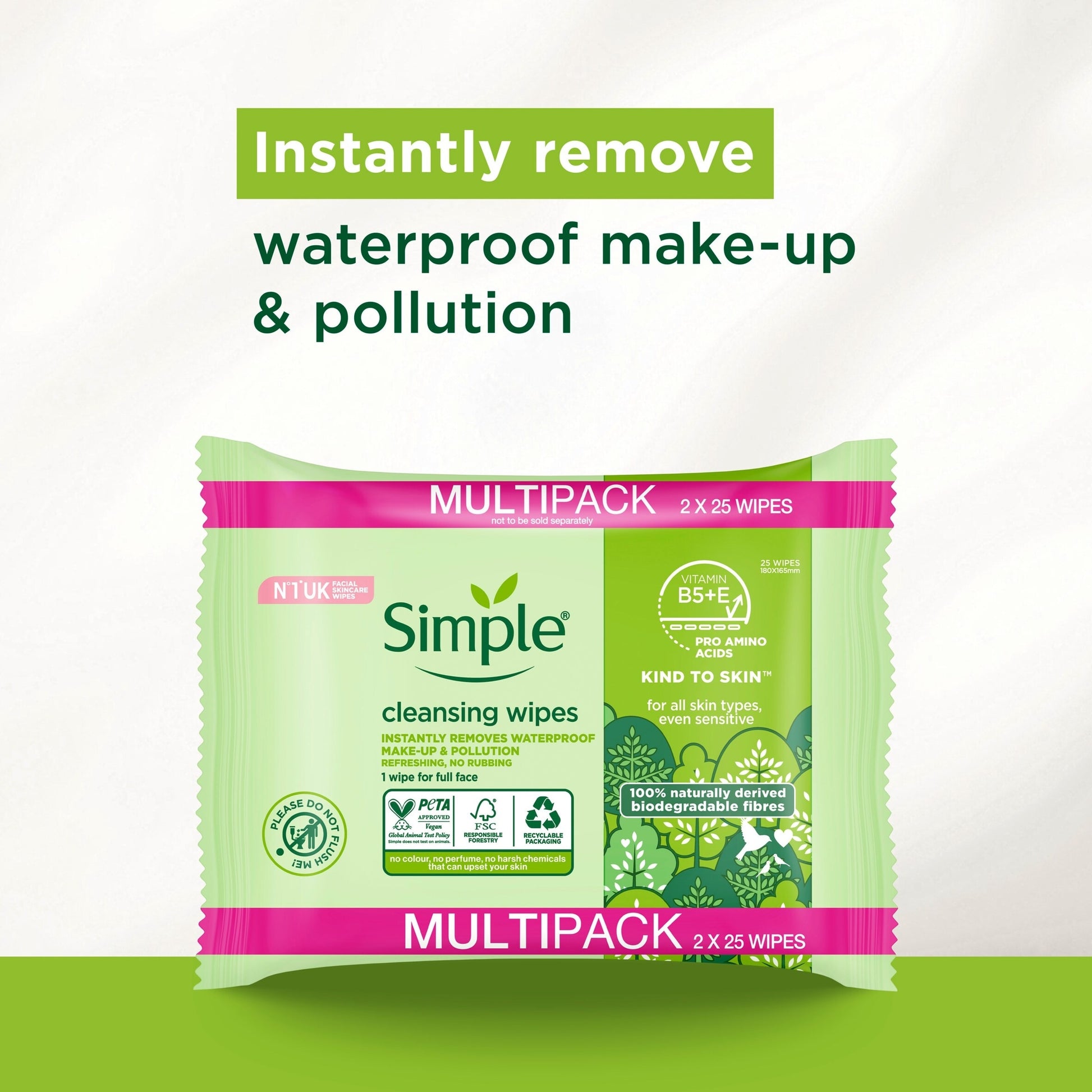 Simple Cleansing Biodegradable Wipes 2X25 Pack — image 5