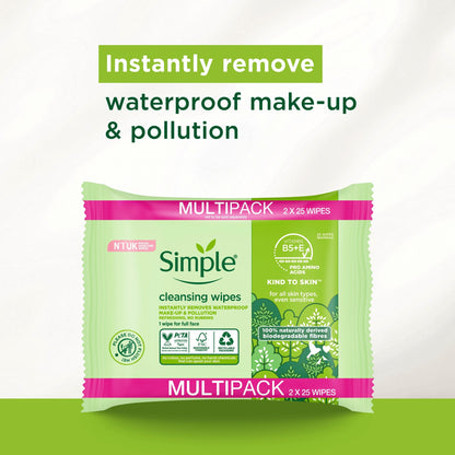 Simple Cleansing Biodegradable Wipes 2X25 Pack — image 5