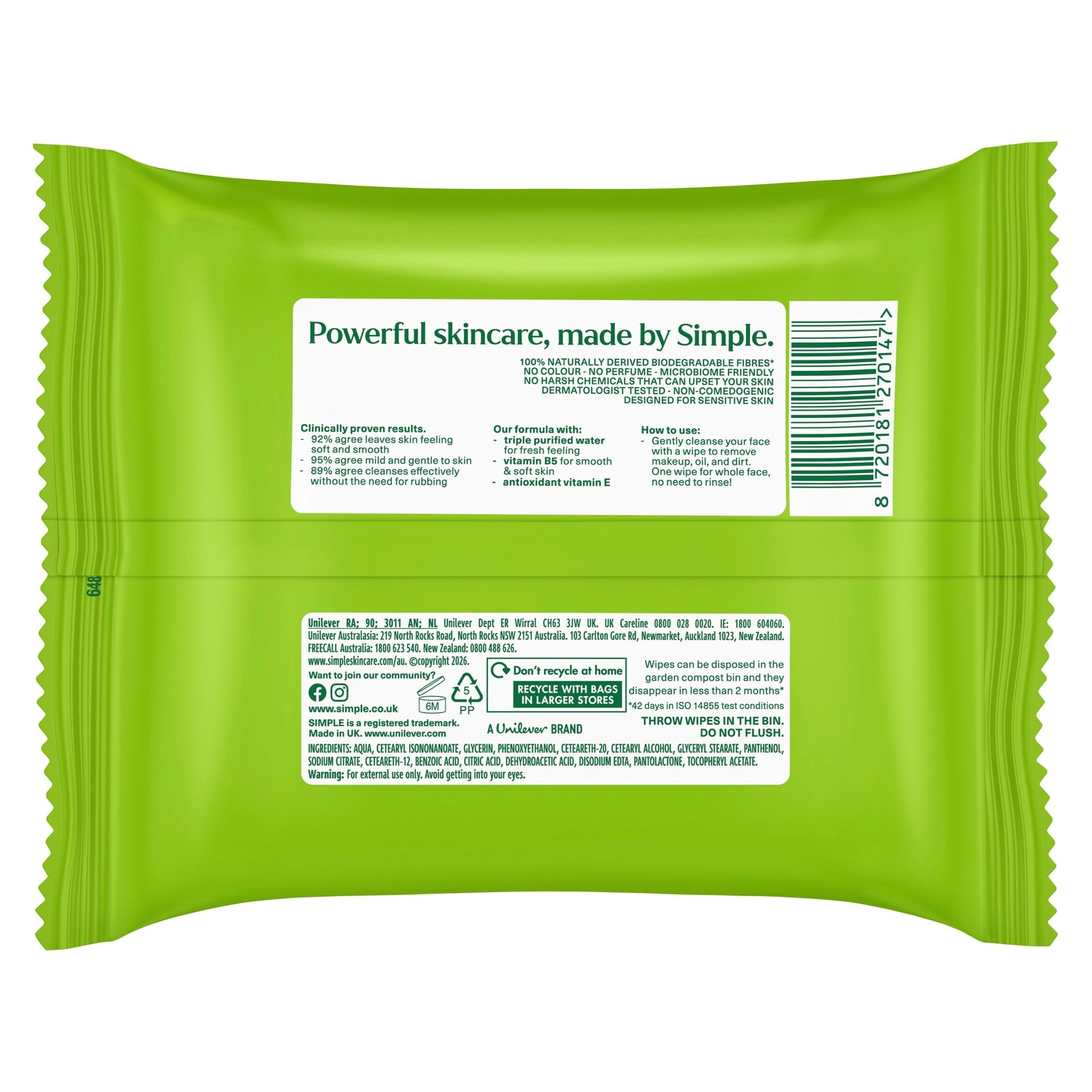 Simple Cleansing Biodegradable Wipes 33 Pack — image 5