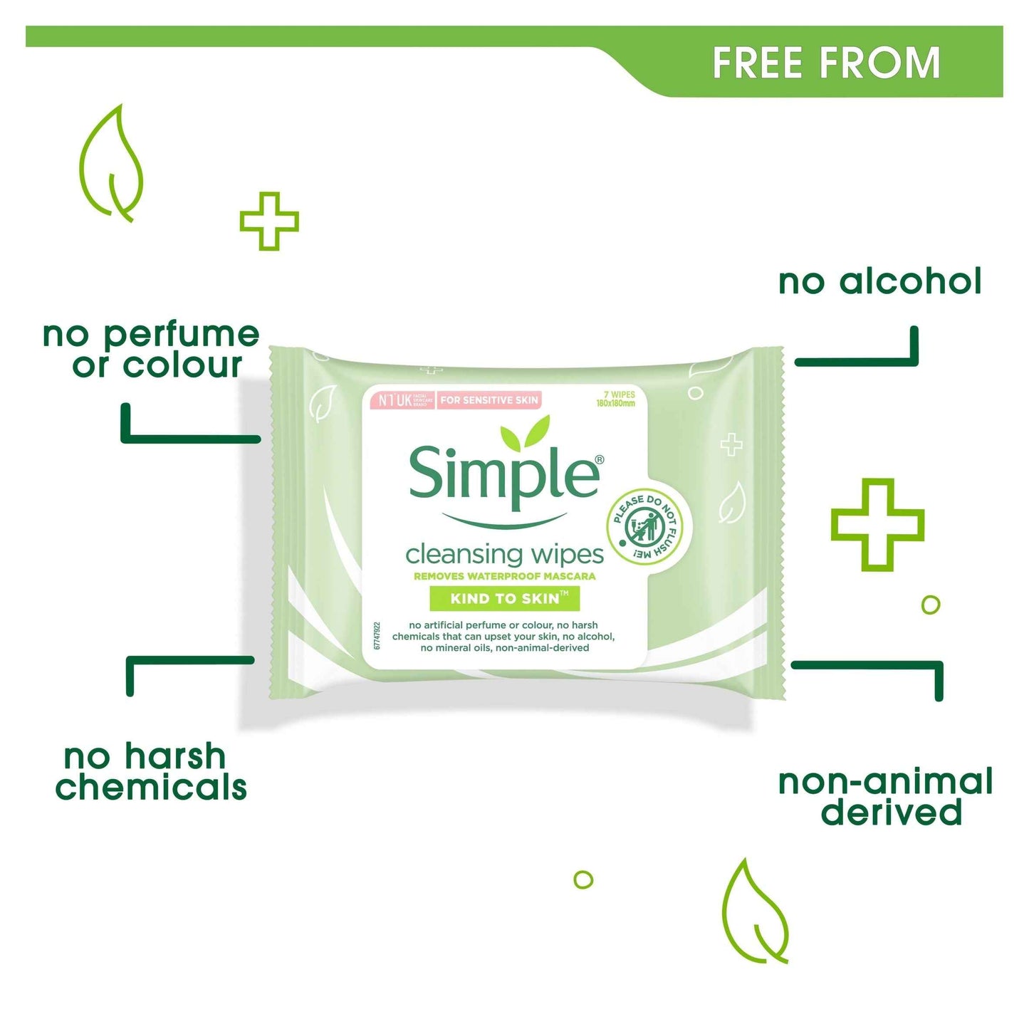 SIMPLE Kind To Skin Cleansing Face Wipes 7 Pack