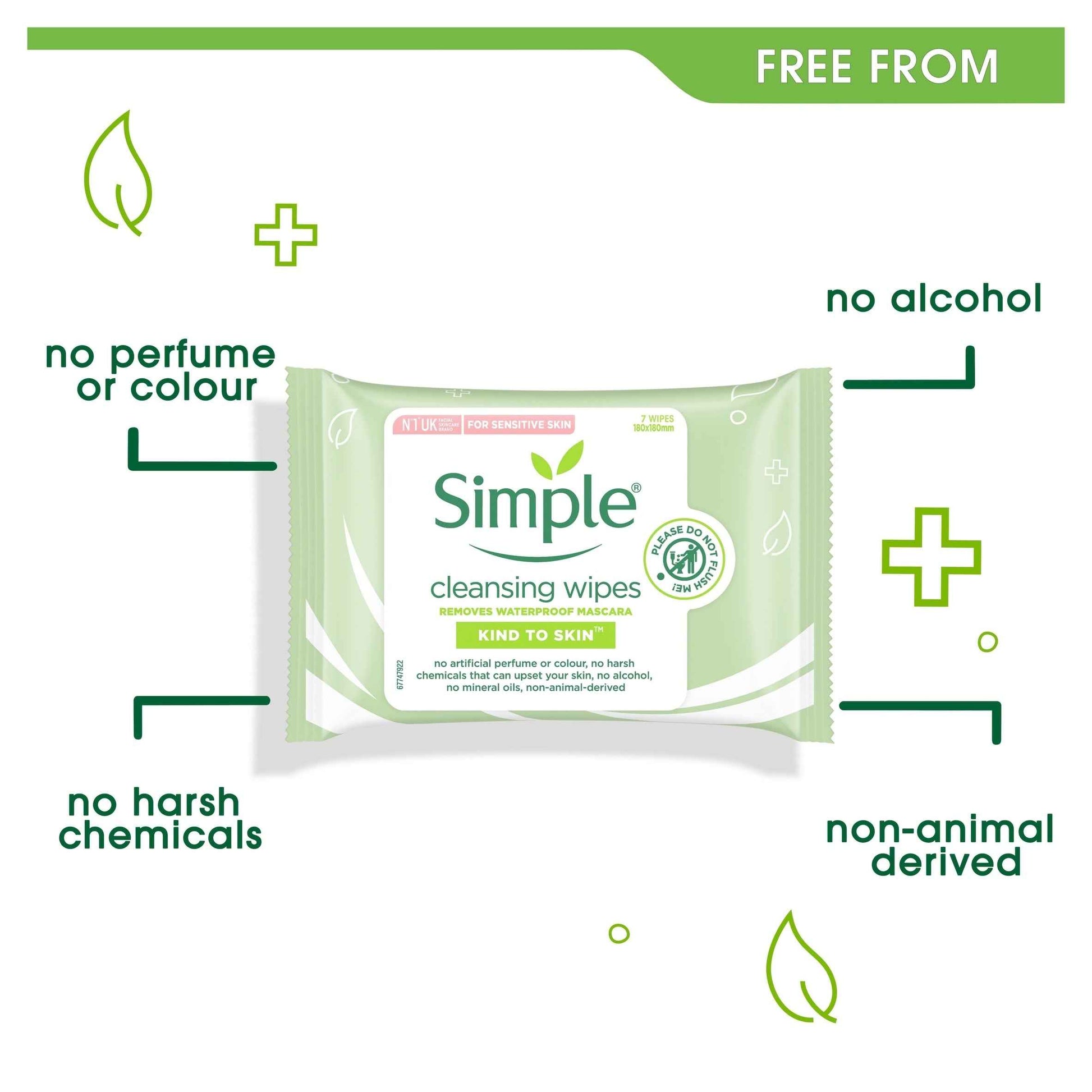 SIMPLE Kind To Skin Cleansing Face Wipes 7 Pack