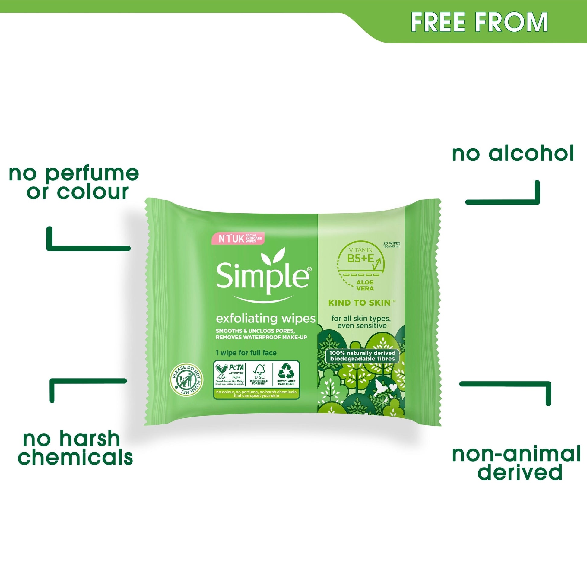 Simple Kind To Skin Exfoliating Wipes 20 Pack — image 3