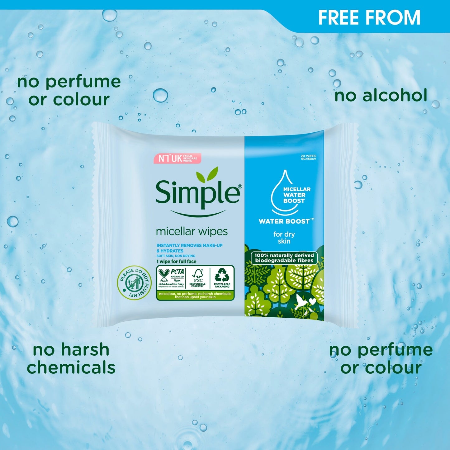 Simple Sensitive Skin Micellar Wipes 20 Pack — image 2