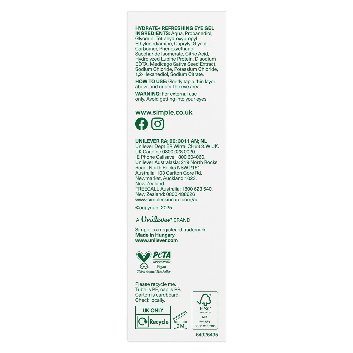 Simple Waterboost Hydrating Eye Gel 25ml — image 2