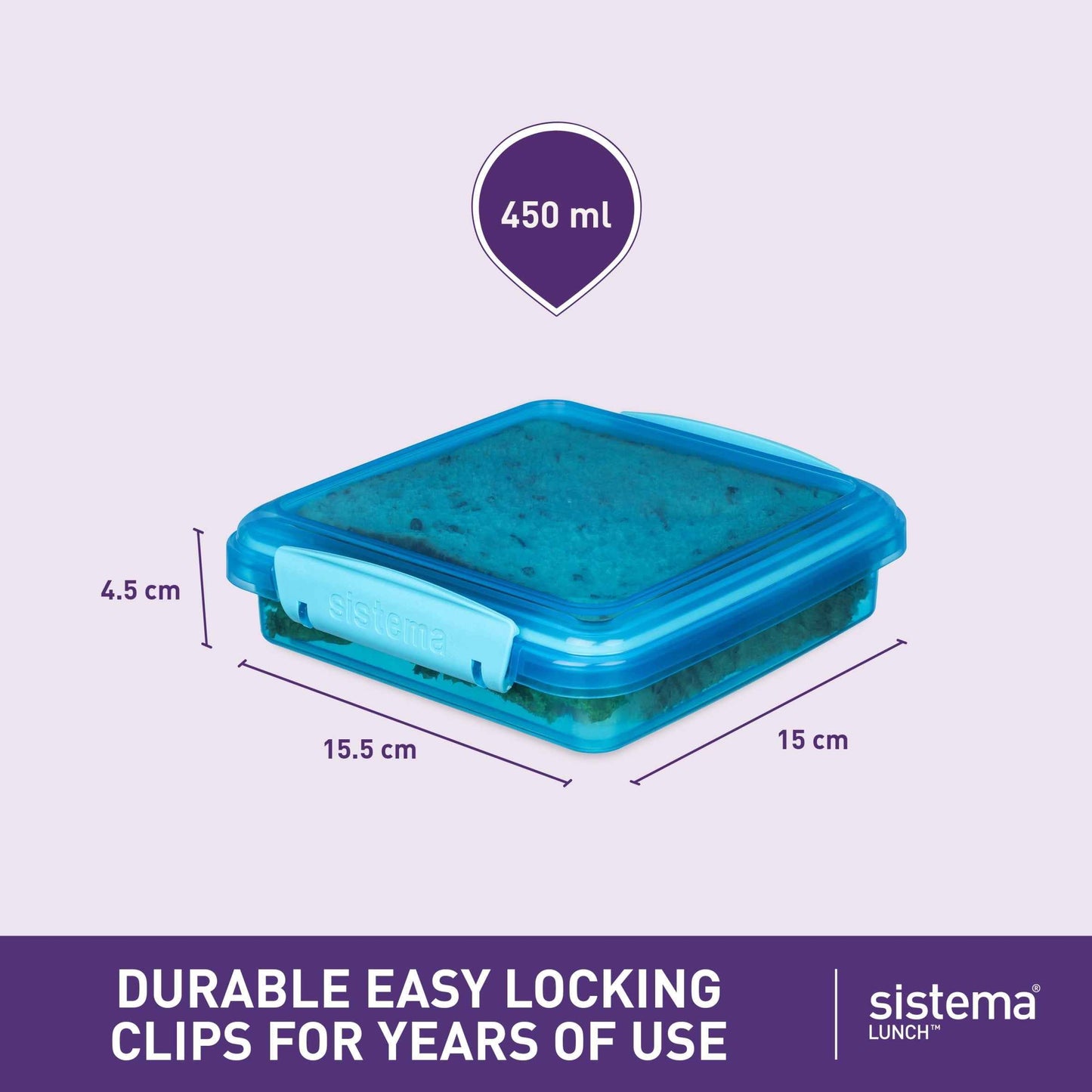 Sistema Expressions Food Storage Sandwich Box 450ml