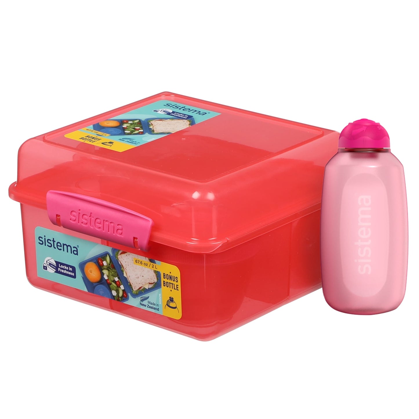 Sistema Pink Lunch Box Cube Max 2L with Itsy Bonus Water Bottle 380ml — image 1