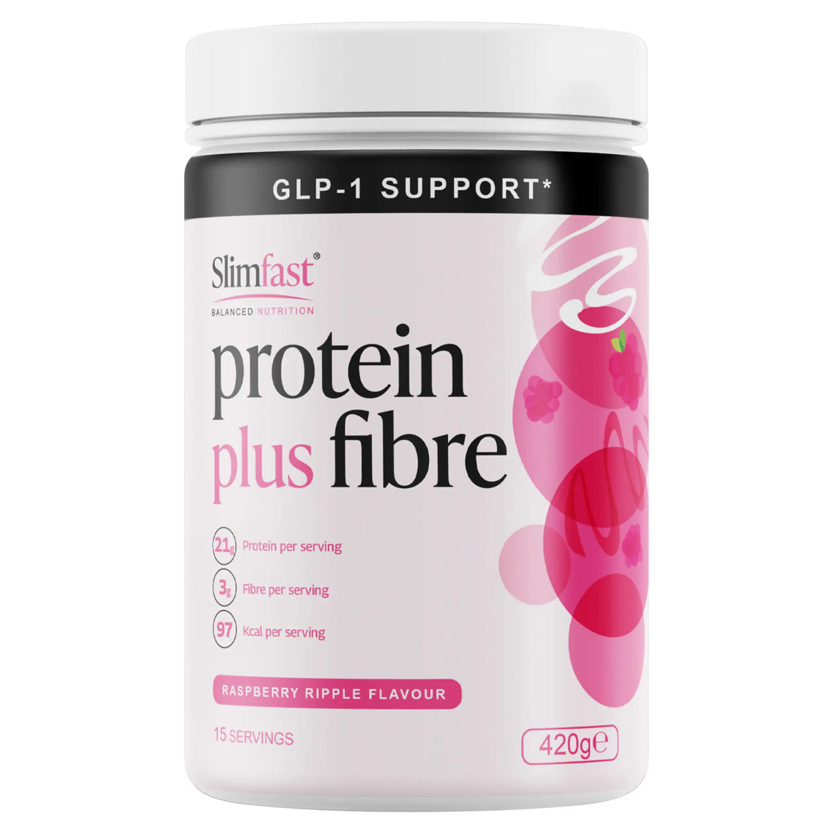 SlimFast Protein Plus Fibre Raspberry Ripple Flavour 15 Servings 420g. — image 1