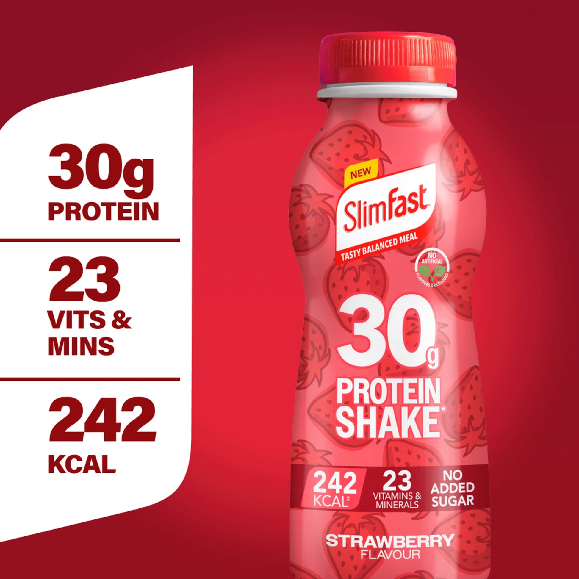 SlimFast Strawberry 30g Protein Shake Multipack - 4 x325ml — image 2