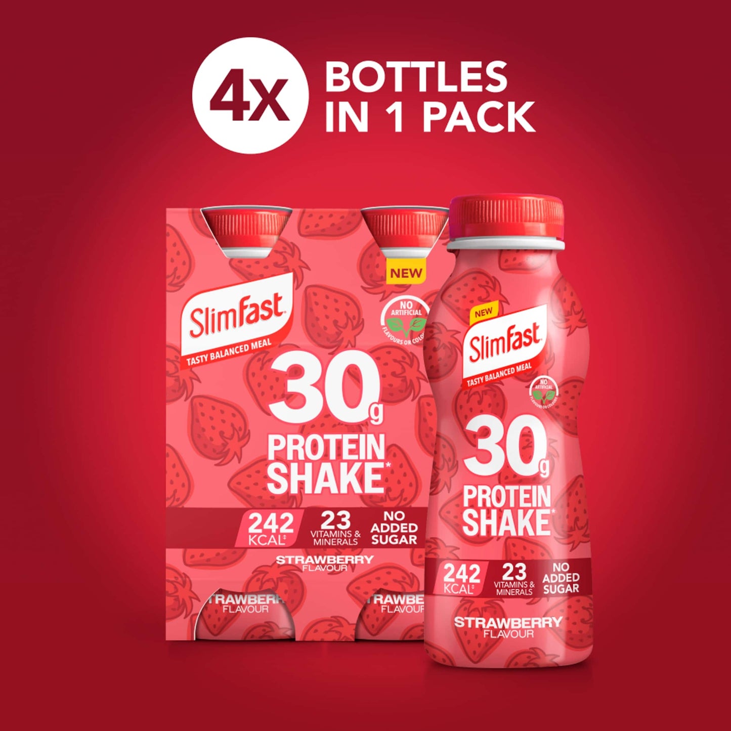 SlimFast Strawberry 30g Protein Shake Multipack - 4 x325ml — image 4