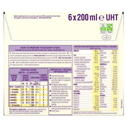 SMA First Infant Baby Milk Formula Liquid Ready to Feed from Birth 6x200ml — image 2