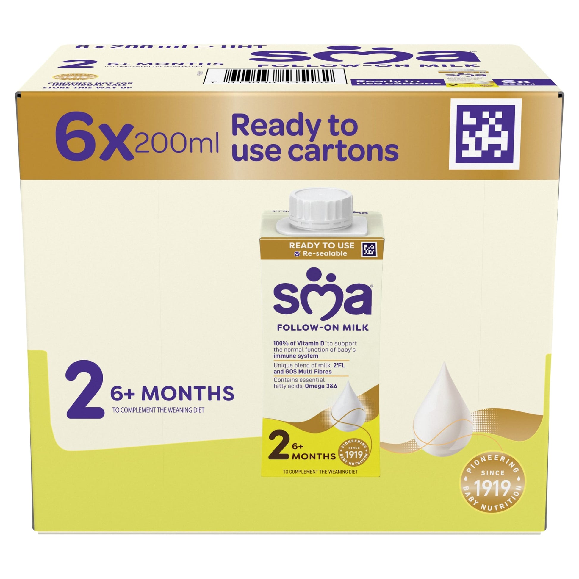 SMA Follow On Baby Milk Formula Liquid Ready to Feed 6+ months 6x200ml — image 1