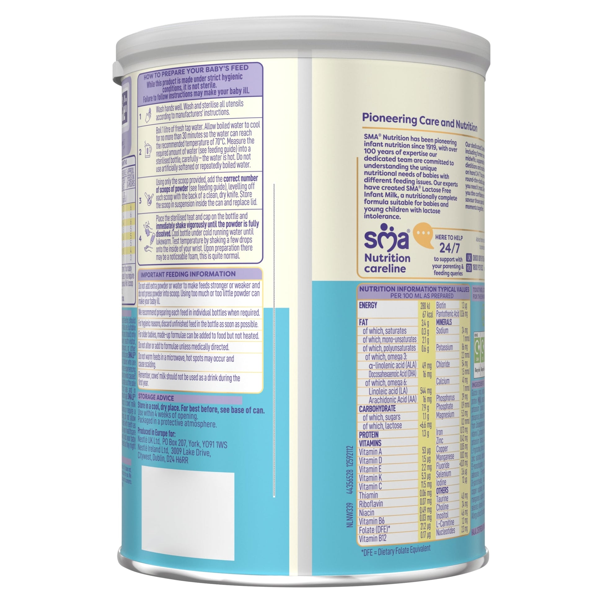 SMA Lactose Free Infant Baby Milk Formula Powder from Birth 800g — image 2