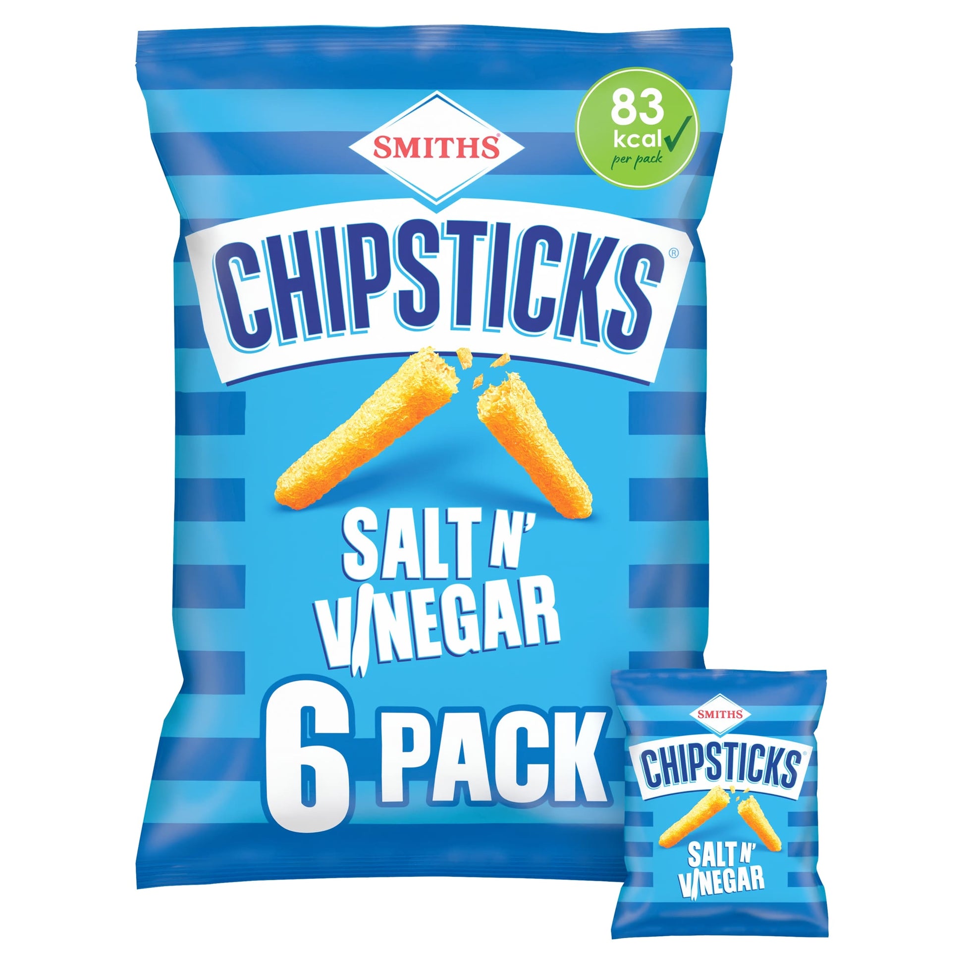 Smiths Chipsticks Multipack Crisps - Salt & Vinegar 6 x 17g — image 1