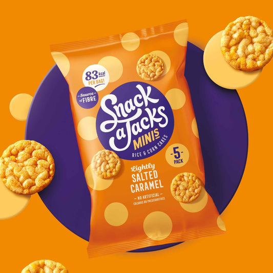 Snack A Jacks Minis Salted Caramel Corn Cakes 5x19g 5x19g pack shot