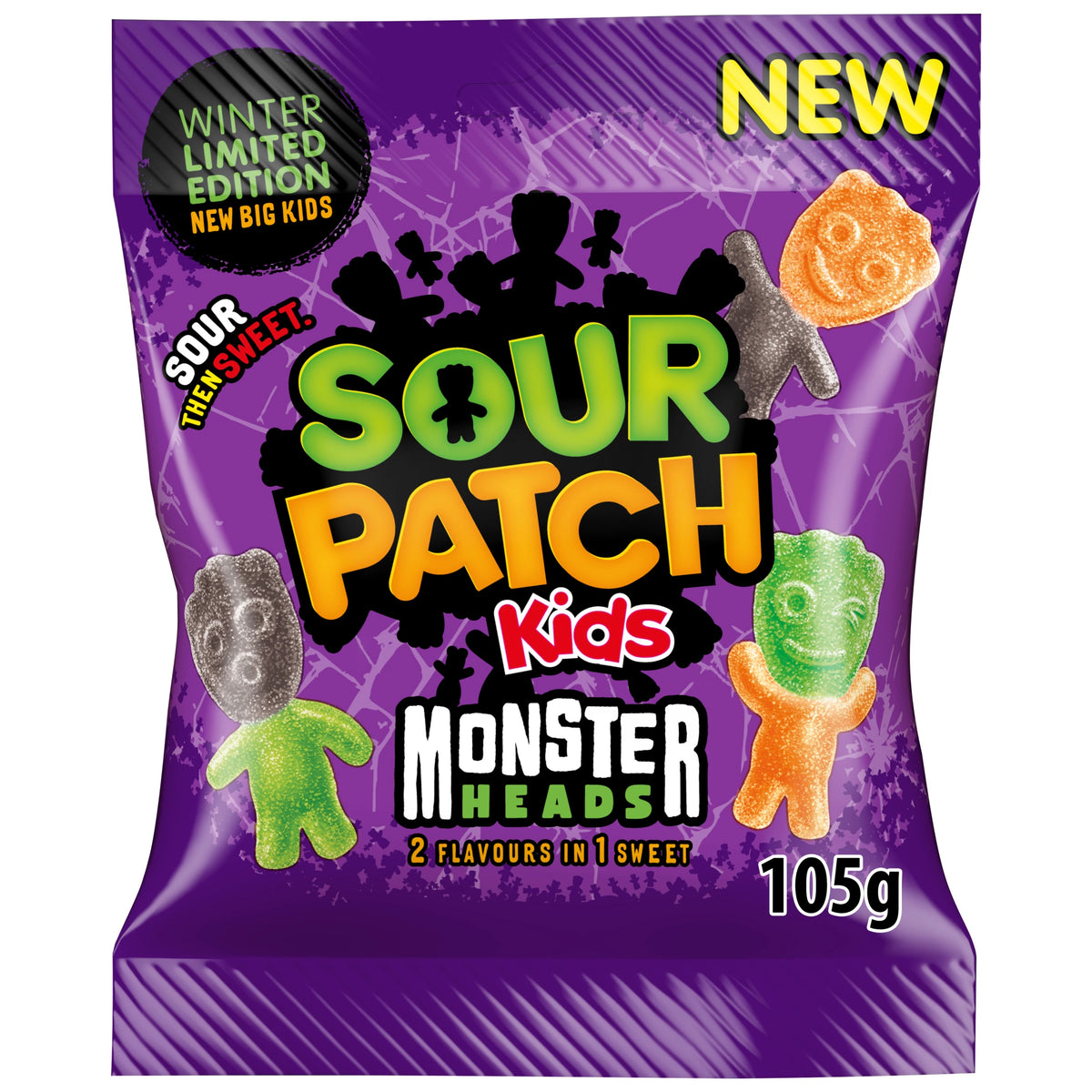 Sour Patch Kids Monster Heads 2 Flavours in 1 Sweets 105g — image 1