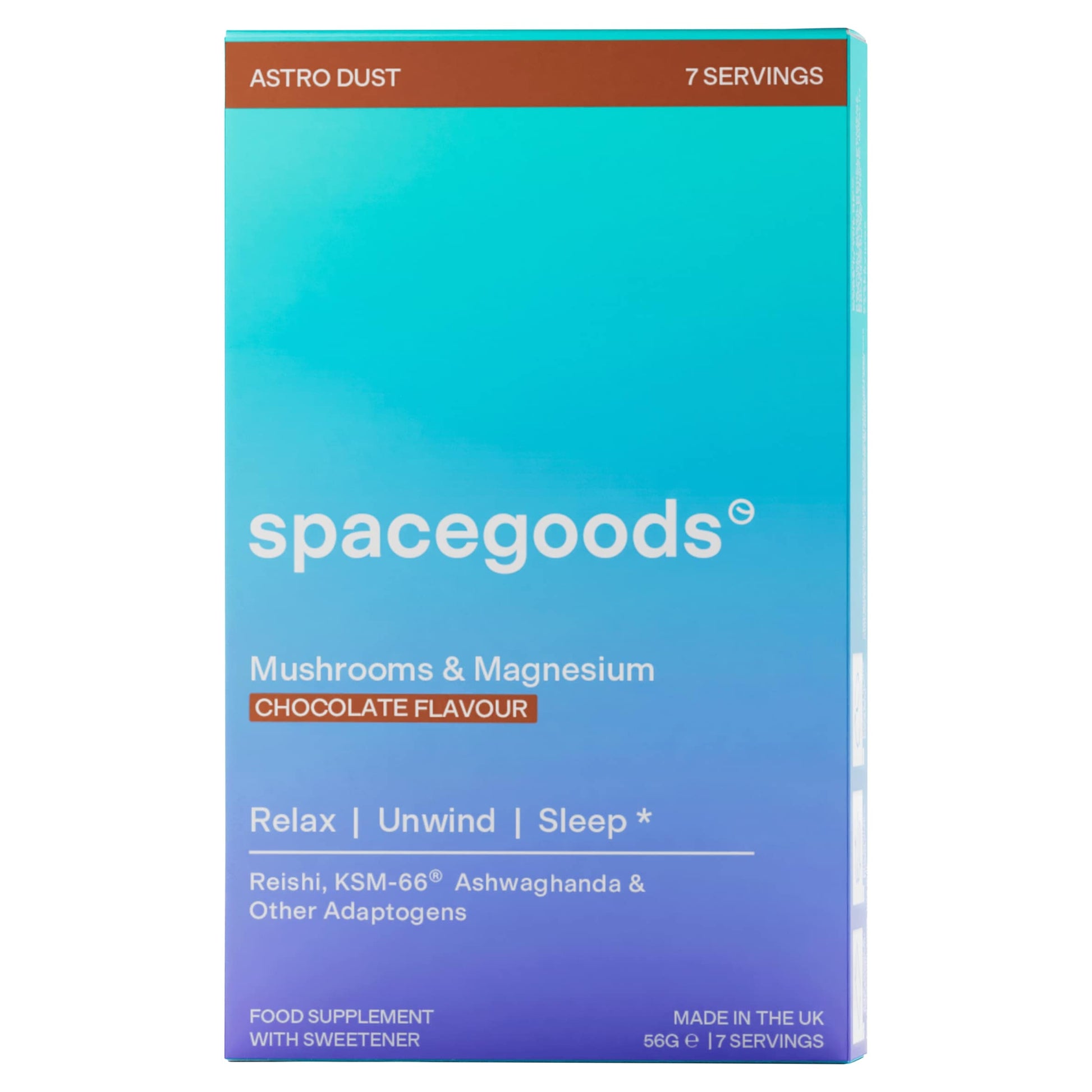 Spacegoods Astro Dust Mushrooms & Adaptogen Powder - Chocolate Flavour 7x8g Sachets / 56g — image 1