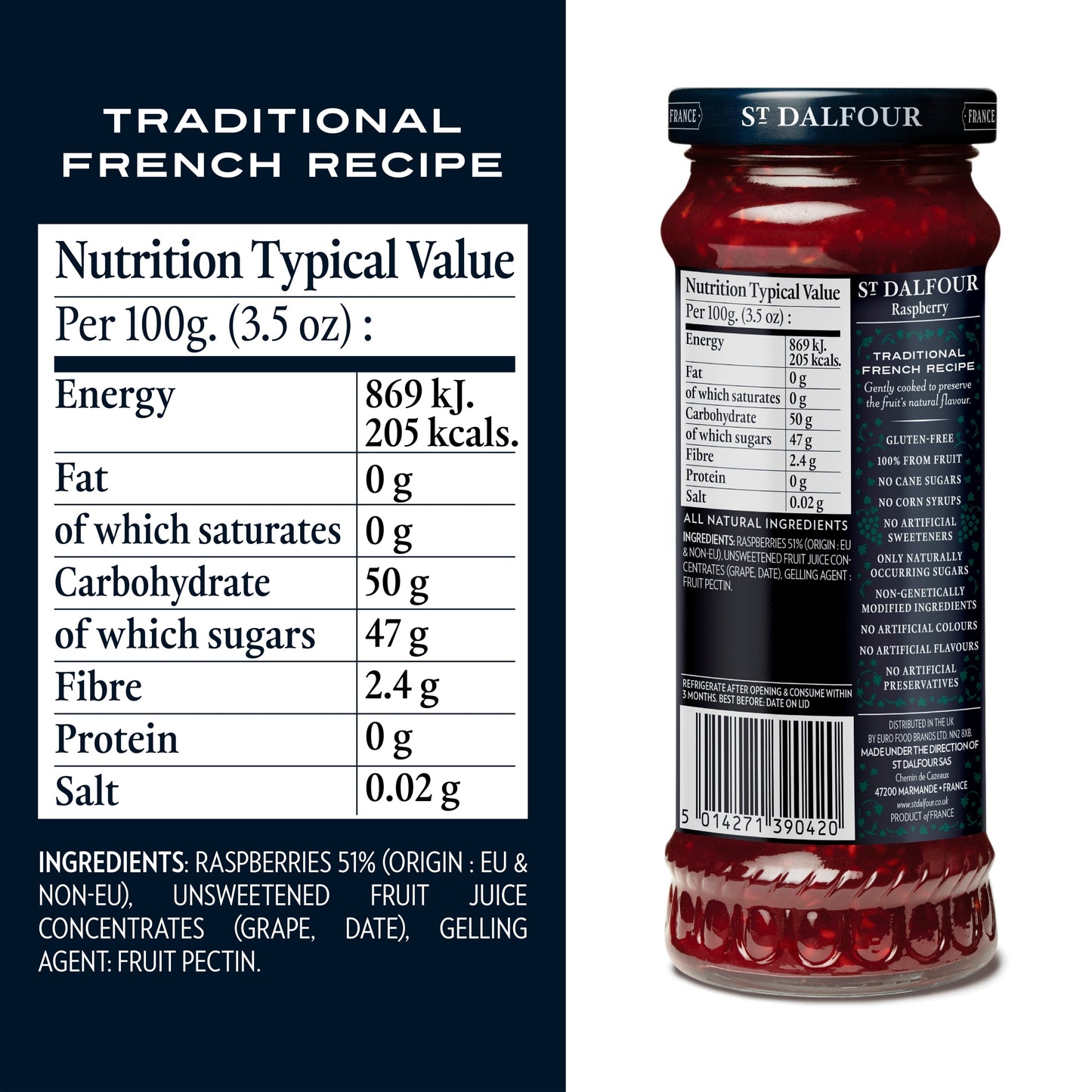 St Dalfour Raspberry Fruit Spread 284G — image 2