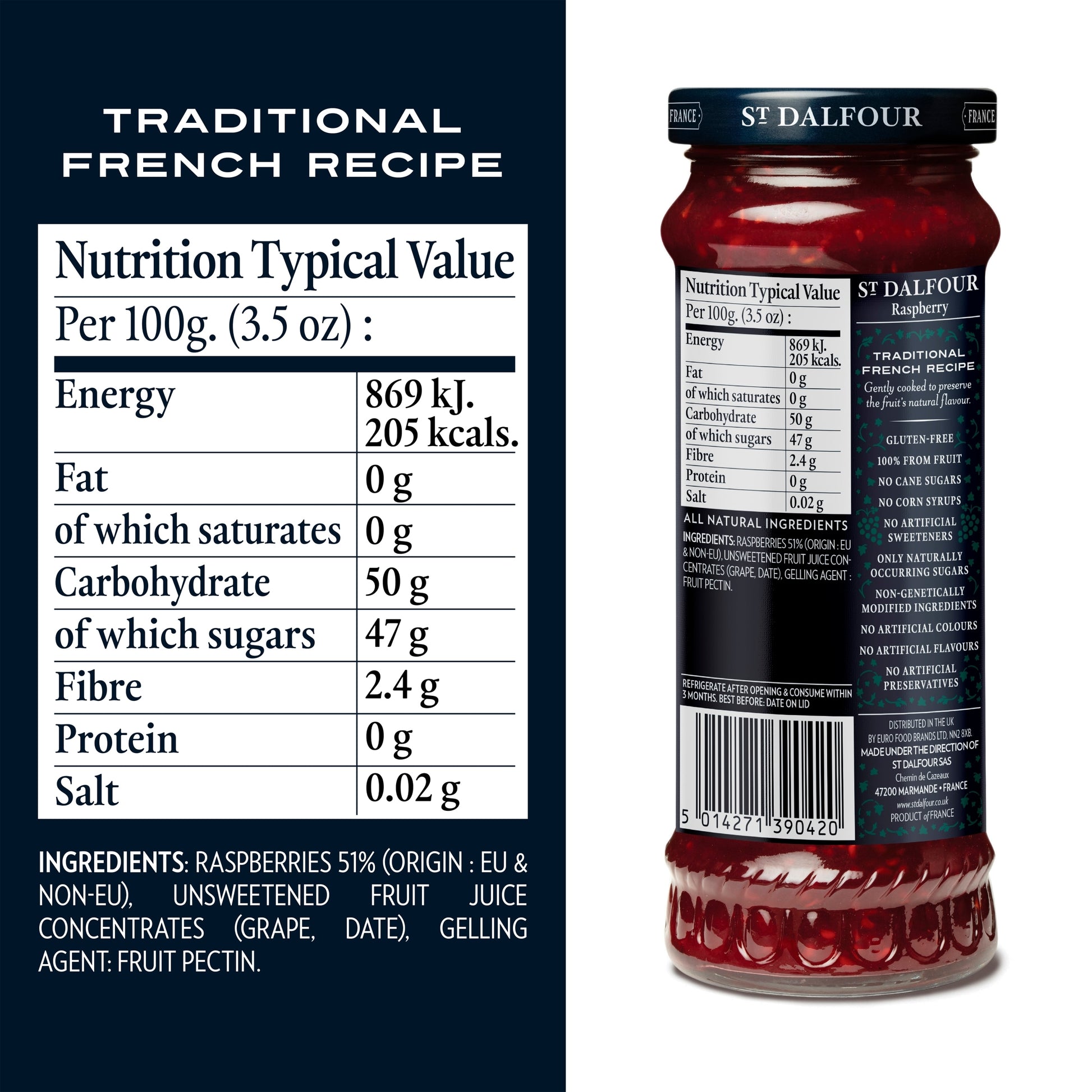 St Dalfour Raspberry Fruit Spread 284G — image 2