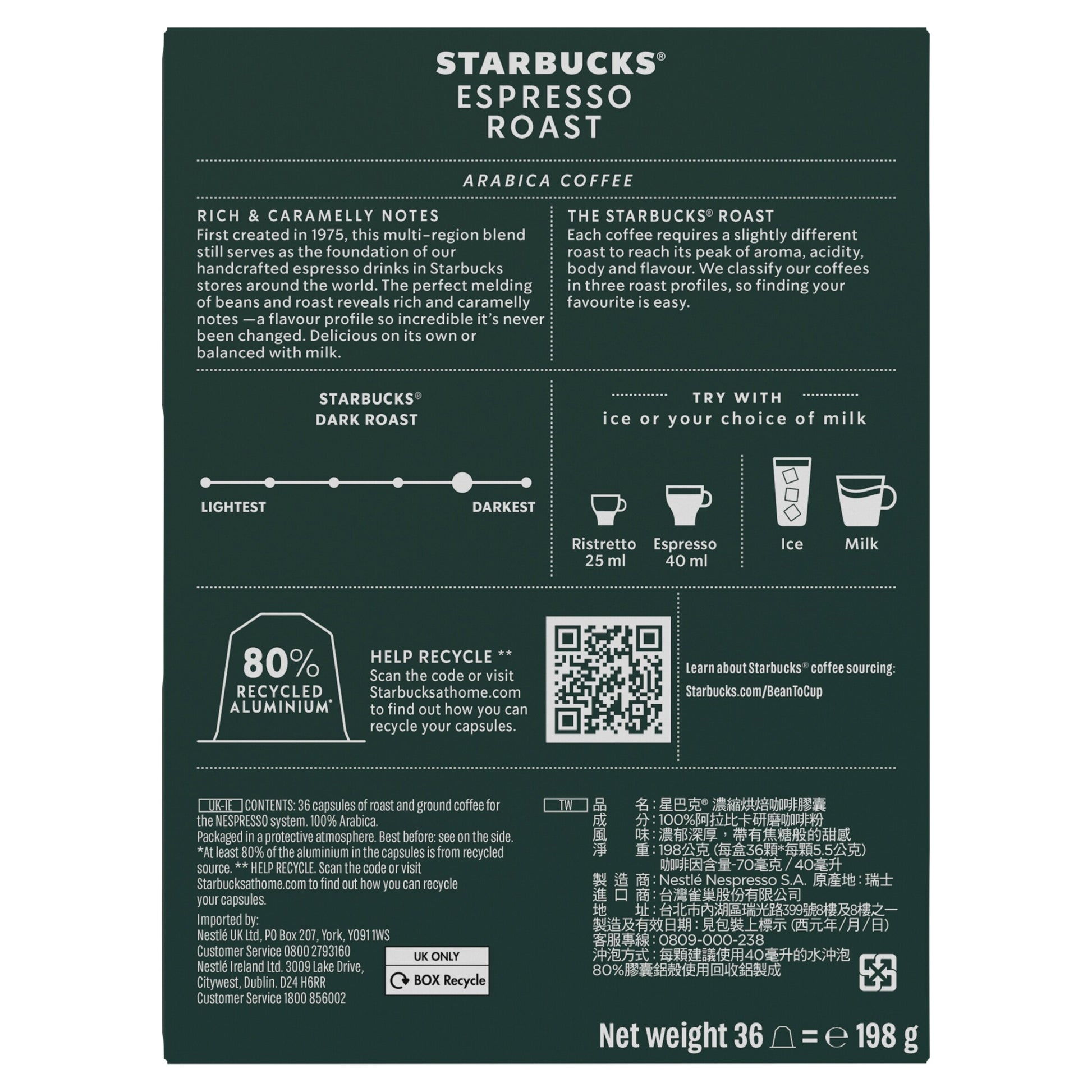 Starbucks by Nespresso Espresso Roast 36 Aluminium Capsules 198g — image 2