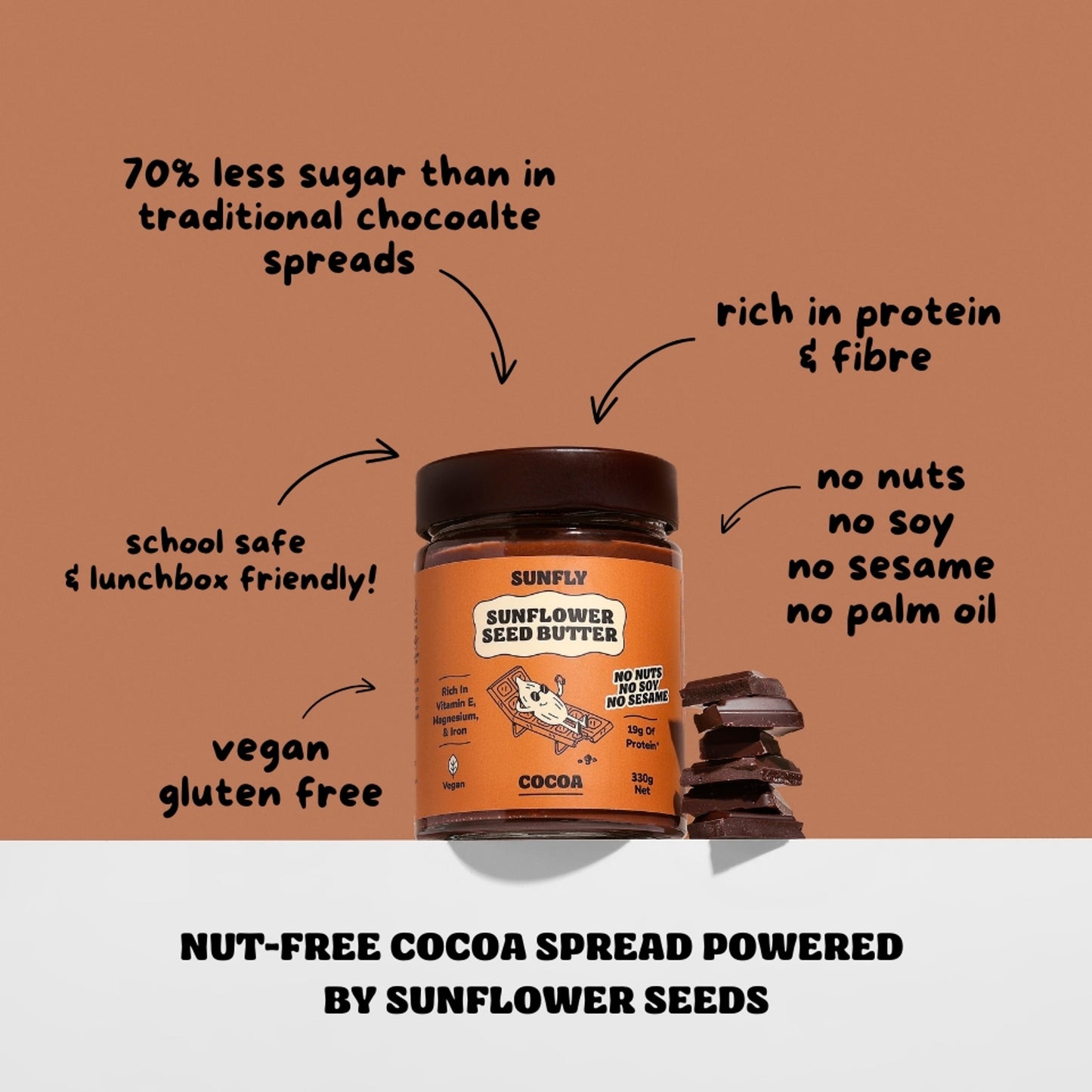 SUNFLY Sunflower seed butter Cocoa 330g — image 4