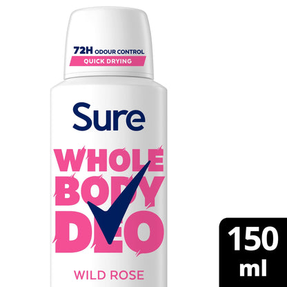 Sure Women Wild Rose Whole Body Deodorant Spray 72h Odour Control 150ml — image 1
