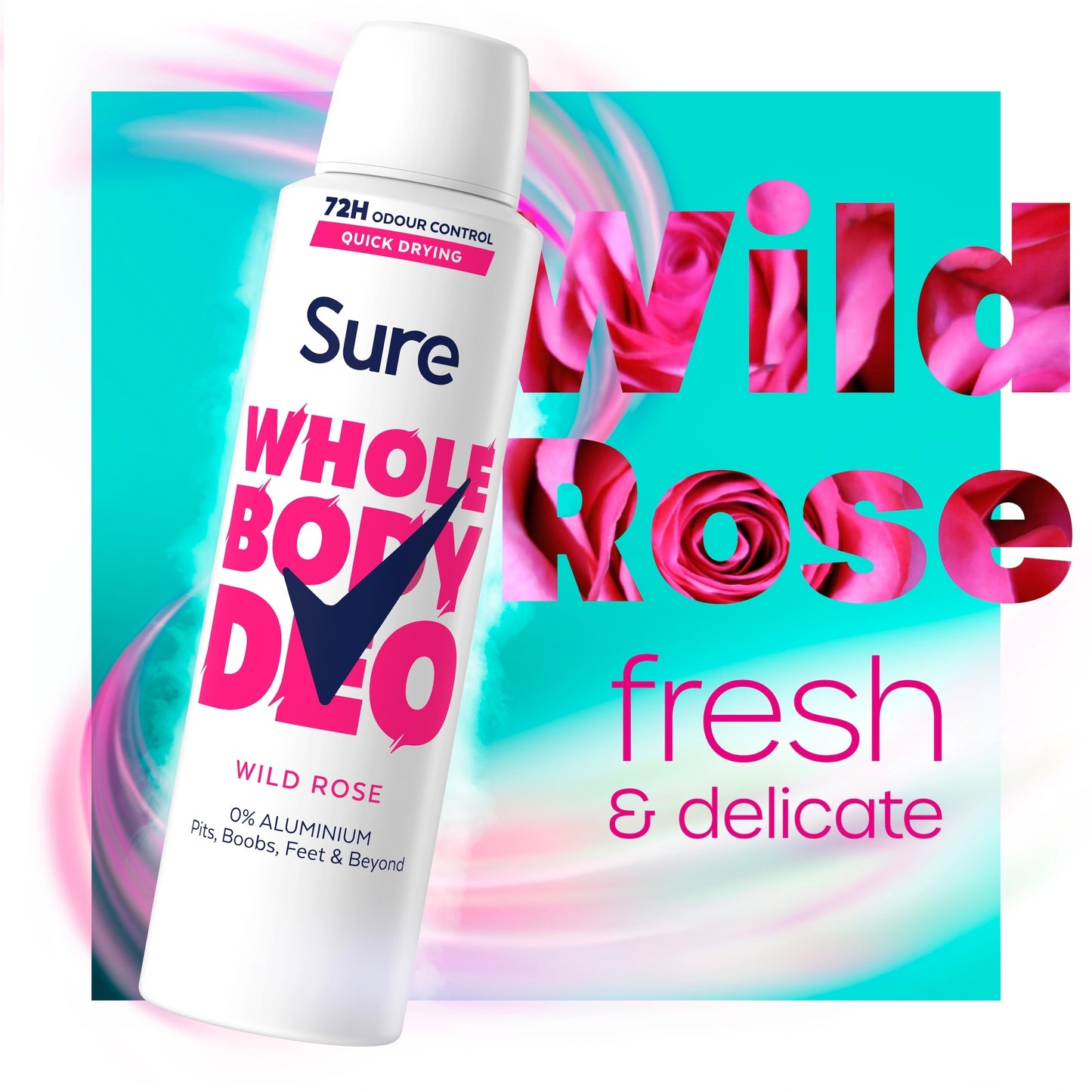 Sure Women Wild Rose Whole Body Deodorant Spray 72h Odour Control 150ml — image 2