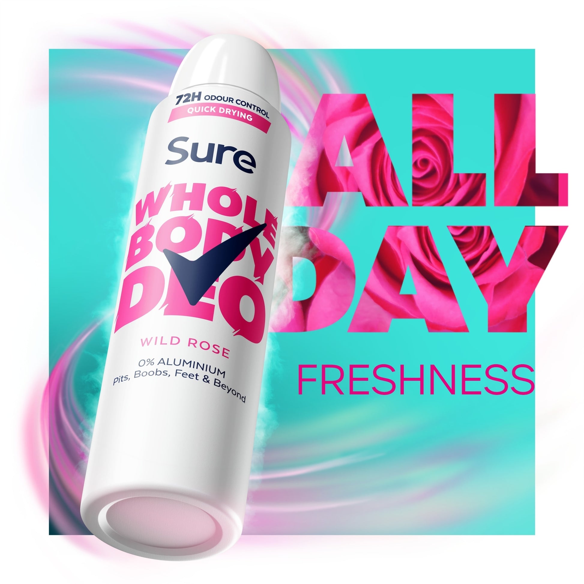 Sure Women Wild Rose Whole Body Deodorant Spray 72h Odour Control 150ml — image 4