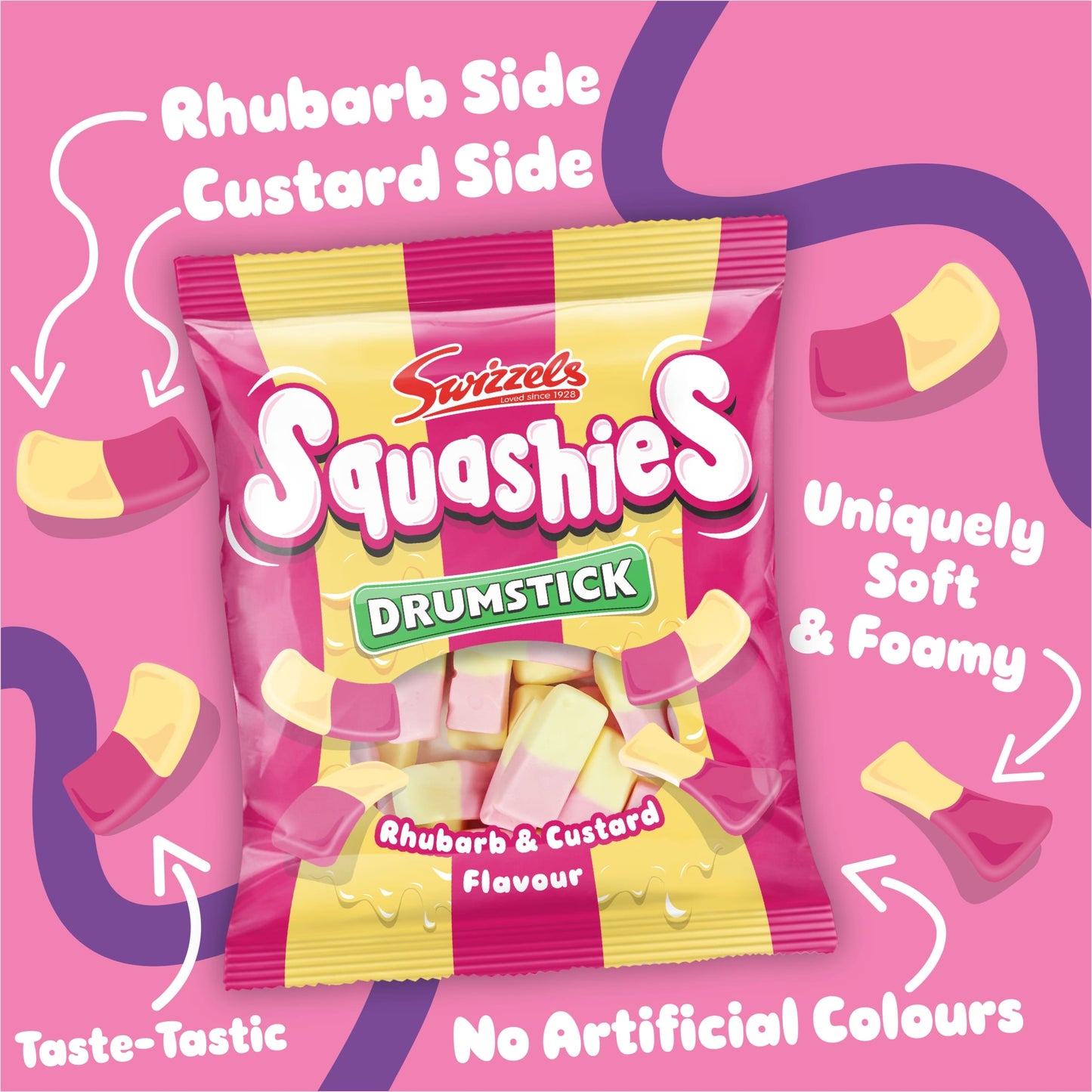 Swizzels Drumstick Squashies Rhubarb & Custard 140G — image 2