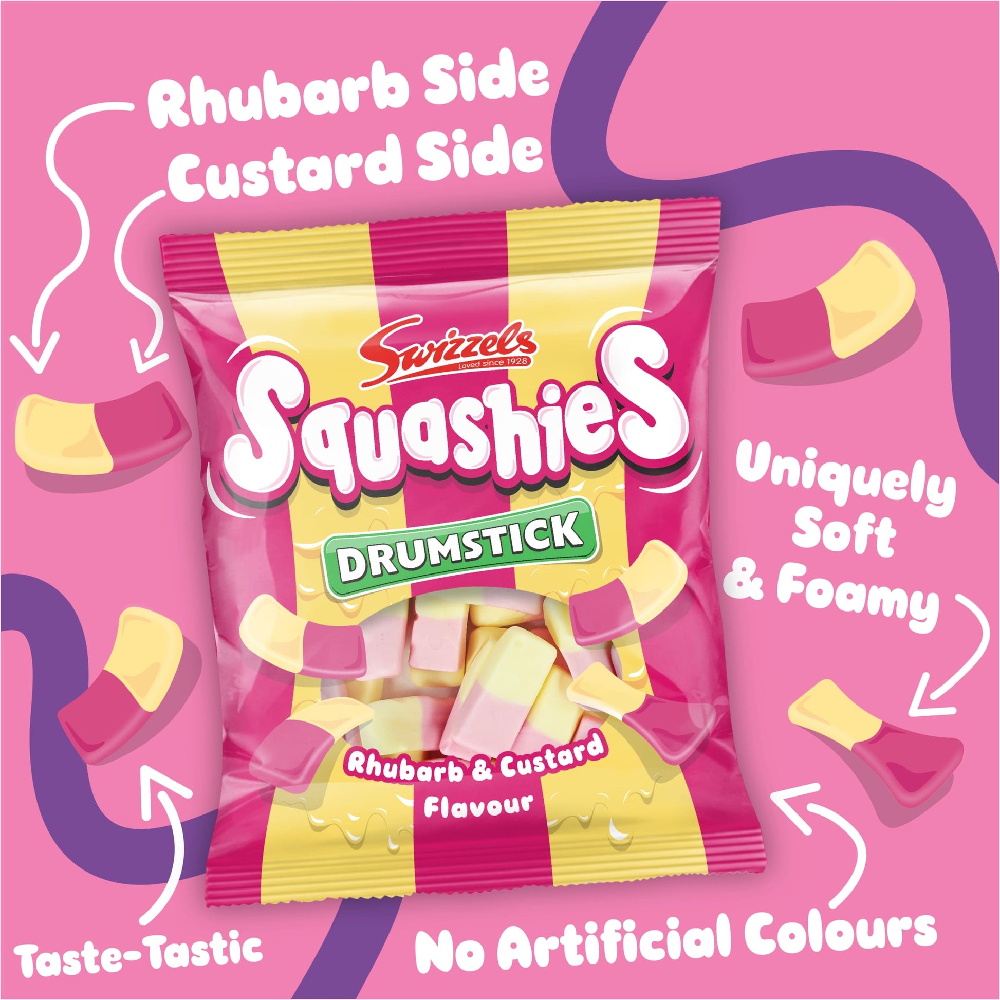 Swizzels Drumstick Squashies Rhubarb & Custard 140G — image 2