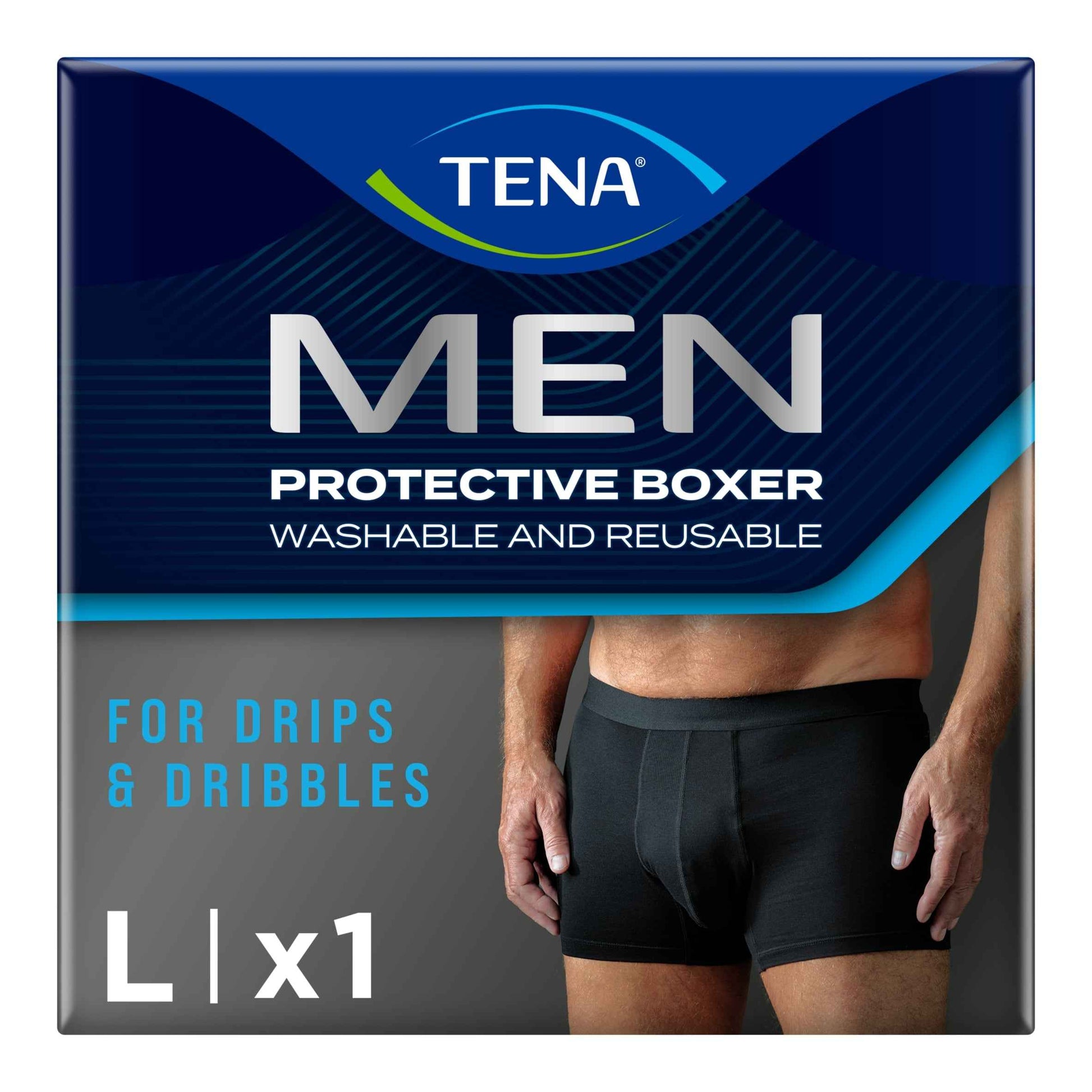 TENA Men Washable Incontinence Boxer Black Size Large