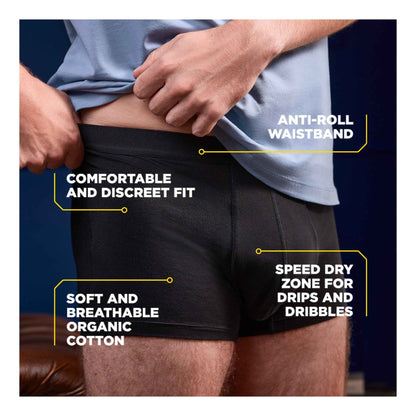 TENA Men Washable Incontinence Boxer Black Size Medium
