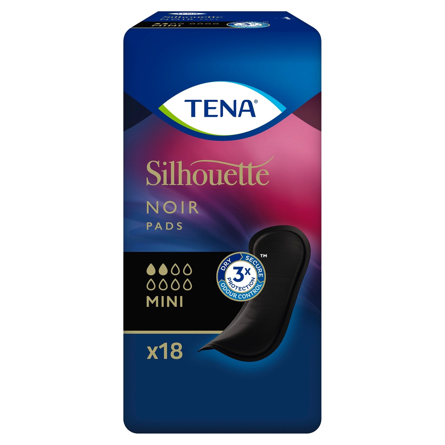 TENA Silhouette Black Incontinence Pads 18 pack — image 1