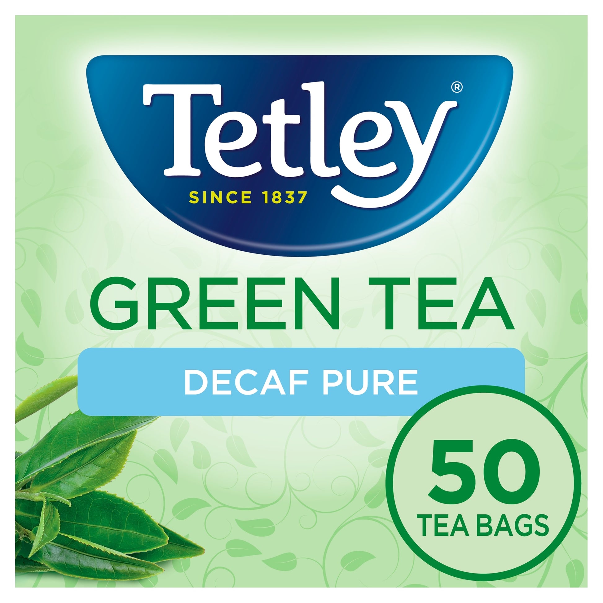 Tetley Green Tea Decaffeinated 50 Tea Bags 100G — image 1